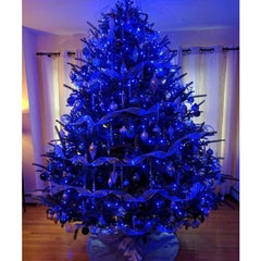 Instalatie Craciun, 5 m, 50 Led-uri ,Liniara, Albastru, 8 jocuri de lumini, Transformator cu telecomanda, Interconectabila, Prelungitor 3 m inclus, Fir Verde, Kaveny