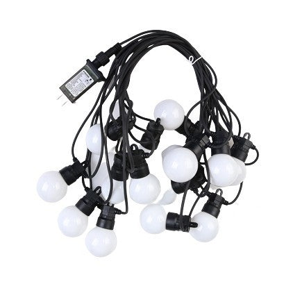 Instalatie Craciun, 5 metri, 10 Becuri LED rotunde, pentru exterior cu incarcare la sursa de curent, Kaveny
