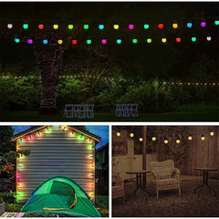 Instalatie Craciun, 5 metri, 10 Becuri LED rotunde, pentru exterior cu incarcare la sursa de curent, Kaveny
