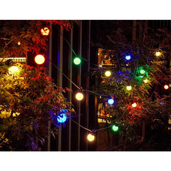 Instalatie Craciun, 5 metri, 10 Becuri LED rotunde, pentru exterior cu incarcare la sursa de curent, Kaveny