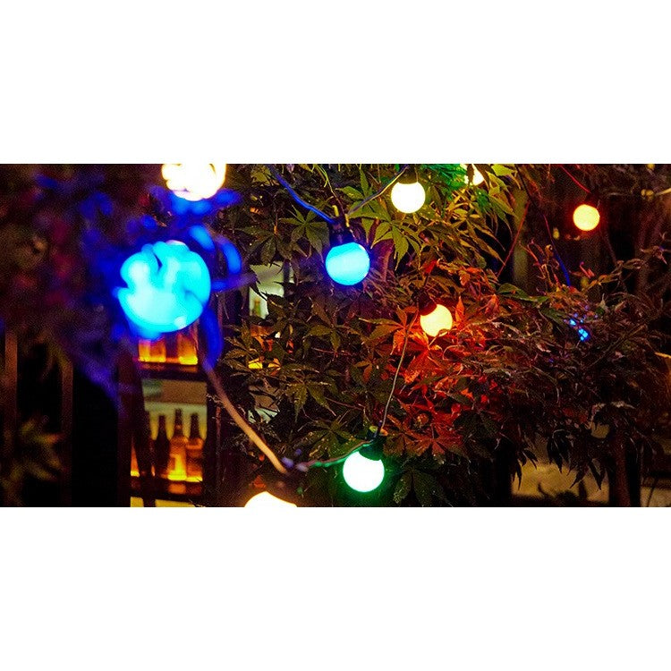 Instalatie Craciun, 5 metri, 10 Becuri LED rotunde, pentru exterior cu incarcare la sursa de curent, Kaveny