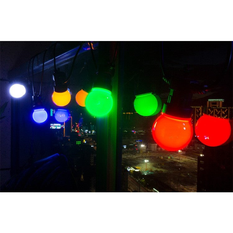 Instalatie Craciun, 5 metri, 10 Becuri LED rotunde, pentru exterior cu incarcare la sursa de curent, Kaveny