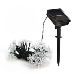 Instalatie Craciun, 5 metri, 20 Becuri LED tip Flori de cires, pentru exterior cu incarcare solara, Alb cald, Kaveny