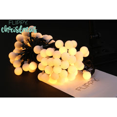 Instalatie Craciun, 5 metri, 20 de LED-uri cu ornament tip Bulb, 8 jocuri de lumini alb cald, cu energie solara, liniar, interior/exterior, Kaveny