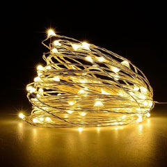 Instalatie de Craciun, Kaveny, Decoratiune de Craciun, 50 Beculete LED, cu Baterii si Telecomanda, cu 8 Functii, Lungime 5 m, Alb Cald