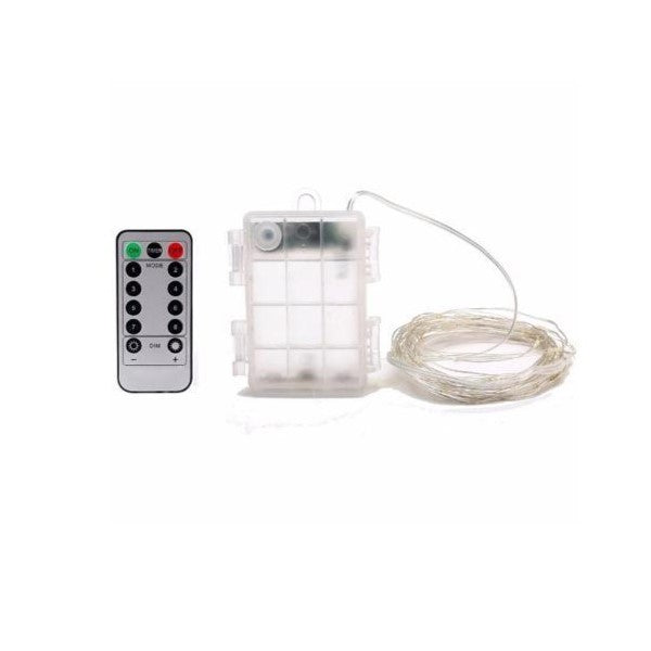 Instalatie de Craciun, Kaveny, Decoratiune de Craciun, 50 Beculete LED, cu Baterii si Telecomanda, cu 8 Functii, Lungime 5 m, Alb Cald