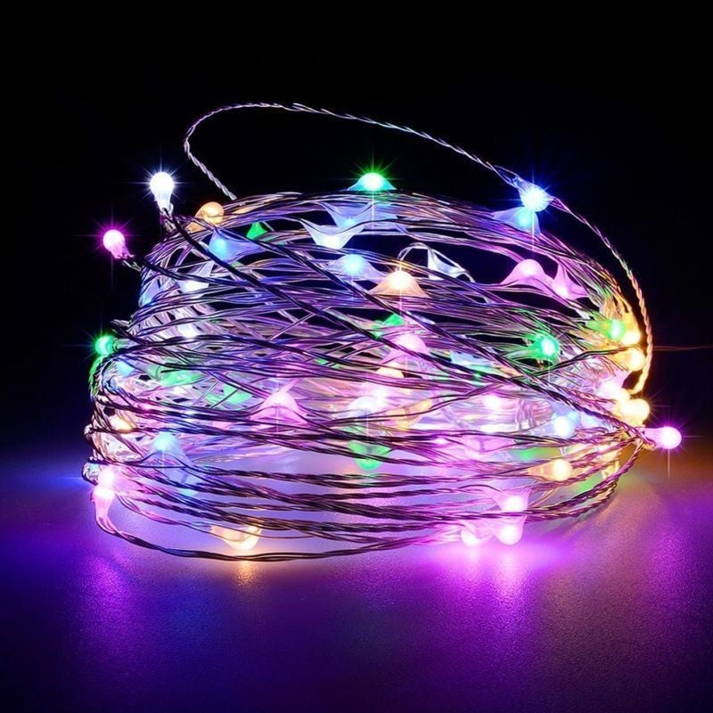 Instalatie de Craciun, Kaveny, Decoratiune de Craciun, 50 Beculete LED, cu Baterii si Telecomanda, cu 8 Functii, Lungime 5 m, Multicolor