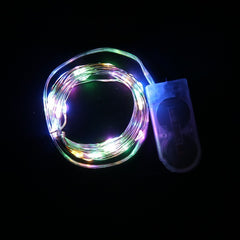Instalatie Craciun, 5 metri, 50 LED-uri, Multicolor, cu baterii CR 2032 incluse, fir cupru, liniar, interior/exterior, Kaveny