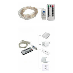 Instalatie Craciun, 5 metri, 50 LED-uri, USB, Telecomanda cu 8 functii, Multicolor, Kaveny