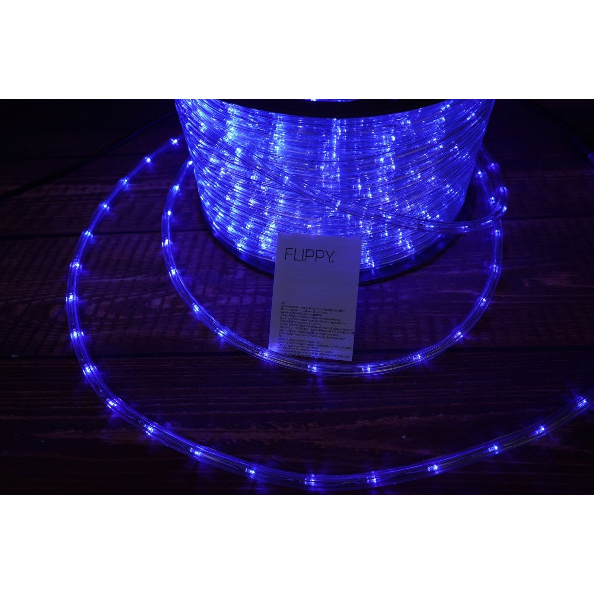 Instalatie Craciun, 50 m, 1200 Led-uri, Furtun Luminos, Albastru, Transformator, 8 jocuri de lumini, Sectionabila, 220 V, Kaveny