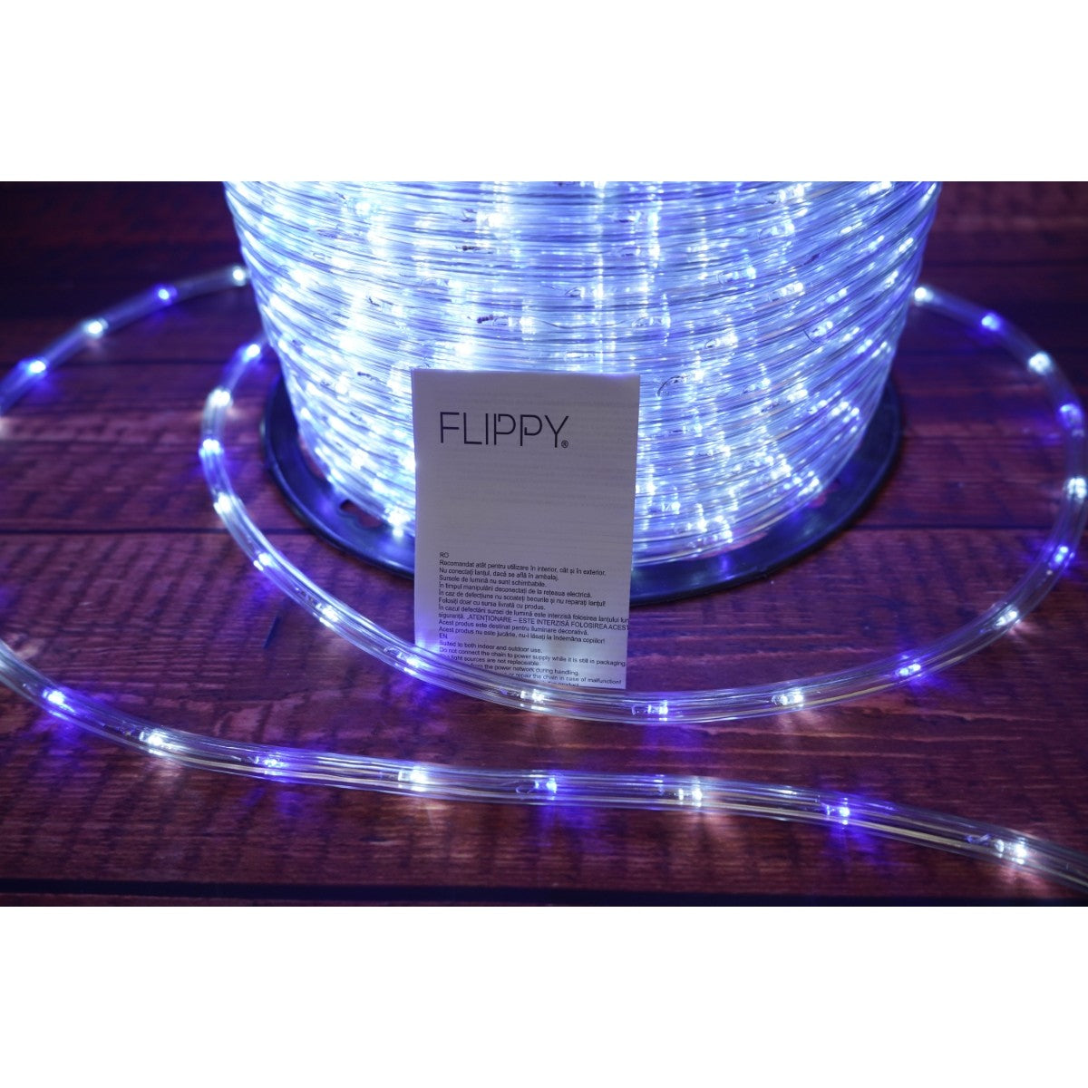 Instalatie Craciun, 51 m, 1224 Led-uri, Furtun Luminos, Alb rece/ Albastru, Transformator, Sectionabila, 220 V, Kaveny