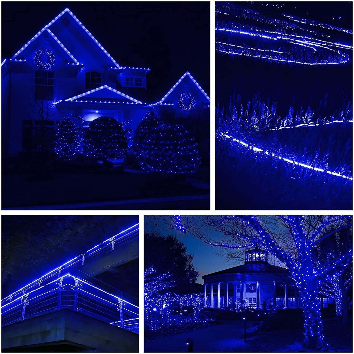 Instalatie Craciun, 56 m, 1344 Led-uri, Furtun Luminos, Albastru, Transformator, 8 jocuri de lumini, Sectionabila, 220 V, Kaveny