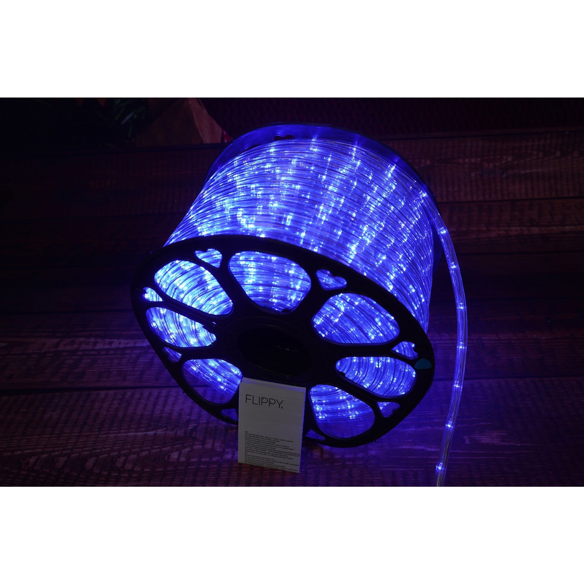 Instalatie Craciun, 56 m, 1344 Led-uri, Furtun Luminos, Albastru, Transformator, 8 jocuri de lumini, Sectionabila, 220 V, Kaveny