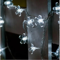 Instalatie Craciun, 6.5 metri, 30 Becuri LED tip Flori de cires, pentru exterior cu incarcare solara, Alb rece, Kaveny