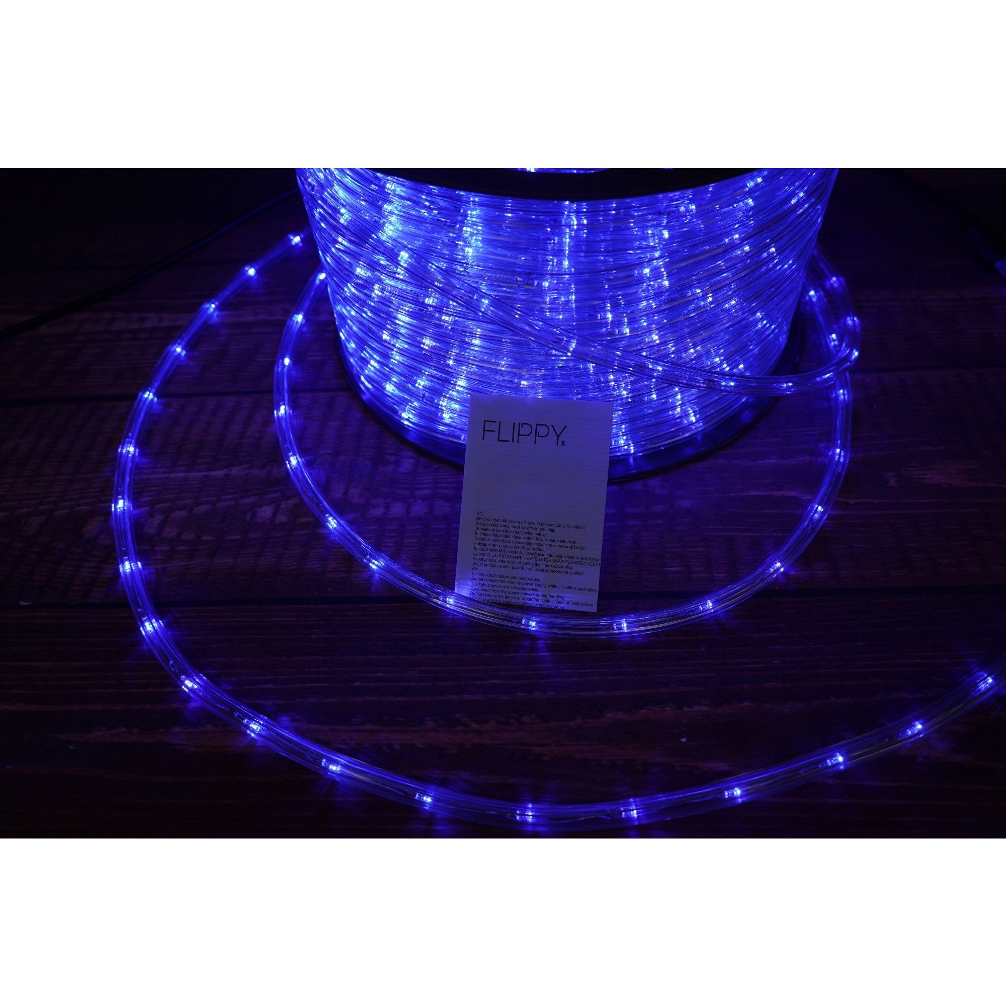 Instalatie Craciun, 63 m, 1512 Led-uri, Furtun Luminos, Albastru, Transformator, 8 jocuri de lumini, Sectionabila, 220 V, Kaveny