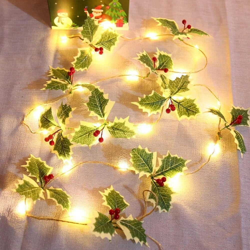 Instalatie Craciun cu baterii, 2 metri, 20 LED-uri tip fructe rosii, Alb Cald, Kaveny