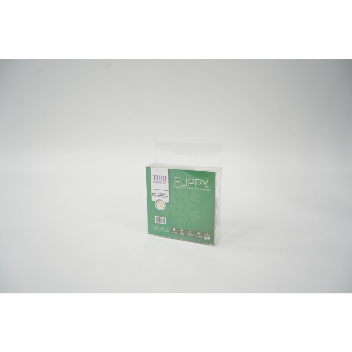 Instalatie Craciun cu ornamente stea, 1 m, 10 LED-uri, Alb Cald, Baterii, Fir Transparent, Kaveny