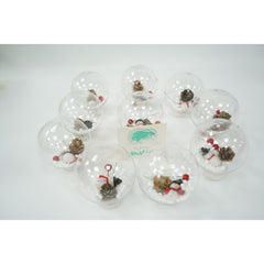 Instalatie Craciun cu ornamente tip glob, 5 m, 50 LED-uri, Alb Cald, Baterii, Fir Transparent, Kaveny