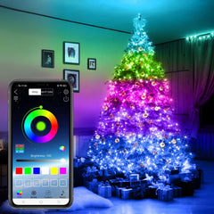 Instalatie Craciun Kaveny, 20 m, 200 Led-uri, Liniara, USB, RGB, fir cupru, conectare prin aplicatie telefon, interior/exterior