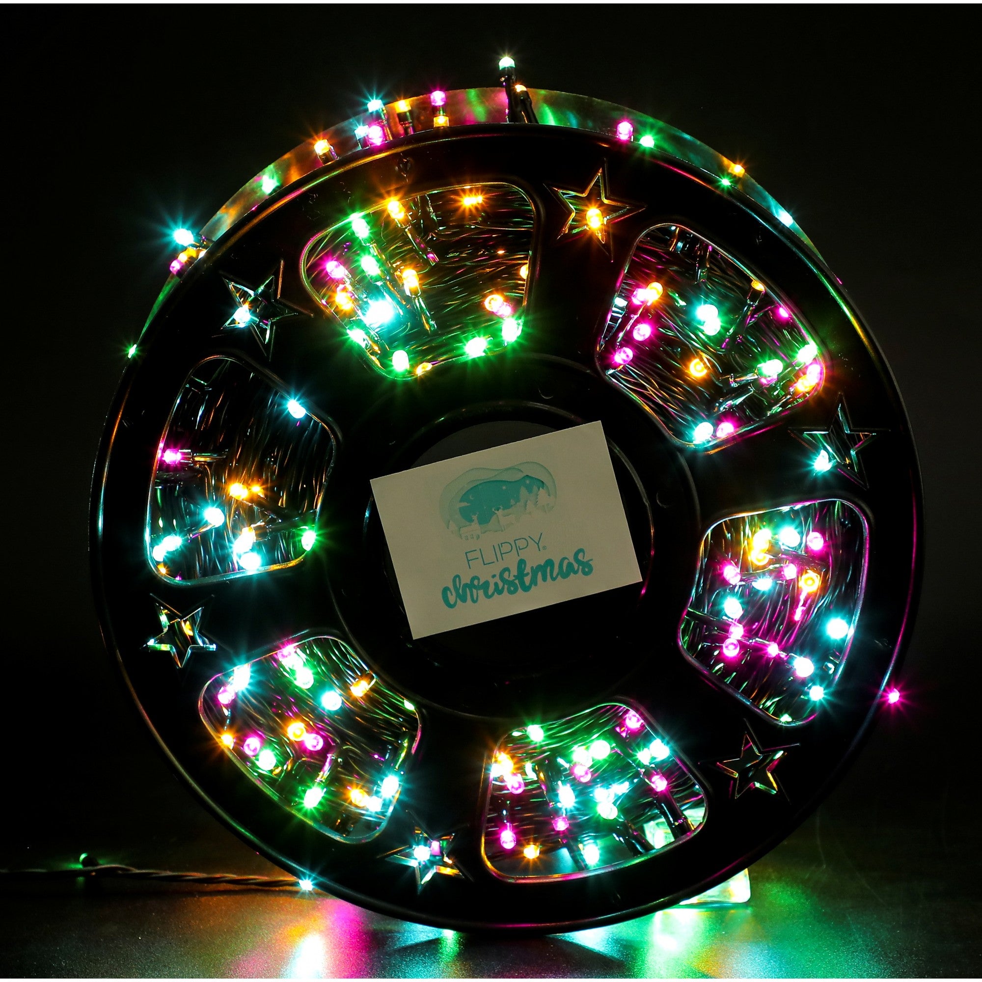 Instalatie Craciun liniara cu transformator, 100m, multicolor, 1000 LED-uri, fir negru, 8 jocuri de lumini, Kaveny