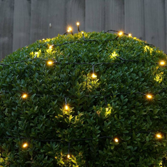 Instalatie Craciun liniara, cu transformator, 20 m, Alb Cald, 200 LED-uri V5, 8 jocuri de lumini, fir verde, Kaveny