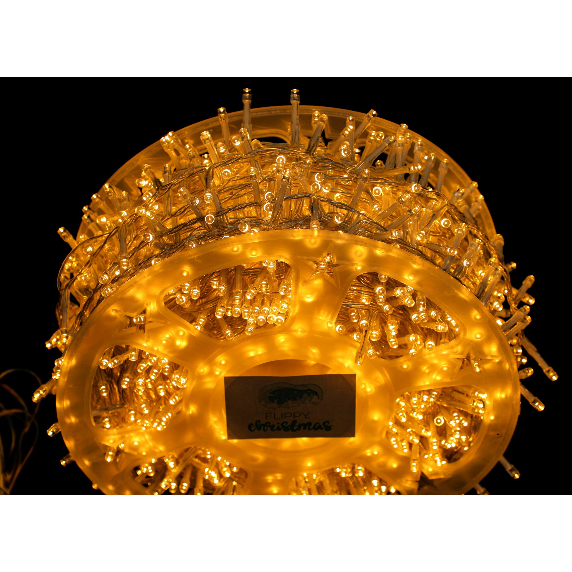 Instalatie Craciun liniara, fir transparent, cu transformator, 50m, alb cald, 2000 LED-uri, 8 jocuri de lumini, Kaveny