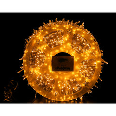 Instalatie Craciun liniara, fir transparent, cu transformator, 50m, alb cald, 2000 LED-uri, 8 jocuri de lumini, Kaveny