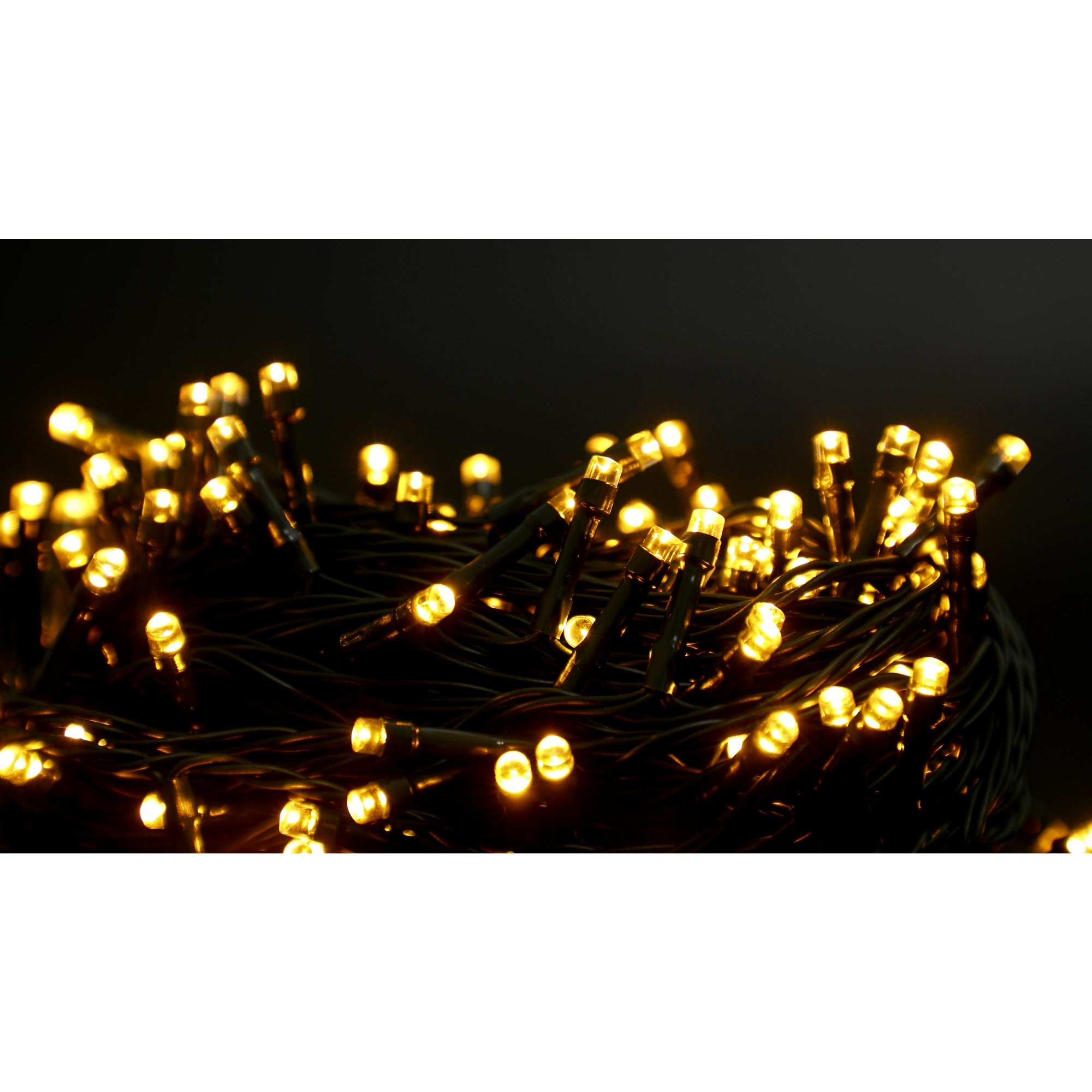 Instalatie Craciun liniara, cu transformator, 20 m, Alb Cald, 200 LED-uri V5, 8 jocuri de lumini, fir verde, Kaveny