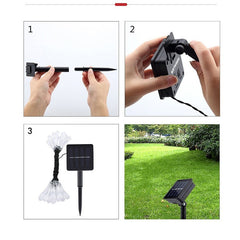 Instalatie Craciun, Solare Tip Picaturi, 50 Led-uri, 9.5 metri, Alb rece, Senzor de lumina, Kaveny