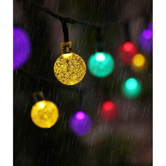 Instalatie Craciun, Tip Globuri de cristal, 200 Led-uri, 22 metri, Multicolor, Energie solara, Senzor de lumina, Kaveny