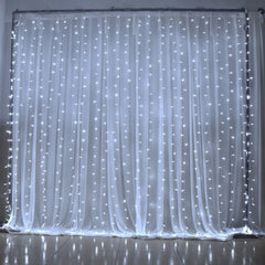 Instalatie Craciun, Tip Perdea, 1 m x 1 m, 60 LED-uri, Alb Rece, Controler, 8 jocuri de lumini, Interconectabila, Fir transparent, Interior/ Exterior, Kaveny