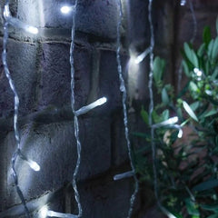 Instalatie Craciun, Tip Perdea, IP44, 3 m x 3 m, 240 LED-uri, Alb rece, cu 8 jocuri de lumini, 31 V, 9W, Interconectabila, Prelungitor 3 m inclus, Fir transparent, Interior/ Exterior, Kaveny