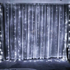 Instalatie Craciun, Tip Perdea, IP44, 3 m x 3 m, 240 LED-uri, Alb rece, cu 8 jocuri de lumini, 31 V, 9W, Interconectabila, Prelungitor 3 m inclus, Fir transparent, Interior/ Exterior, Kaveny