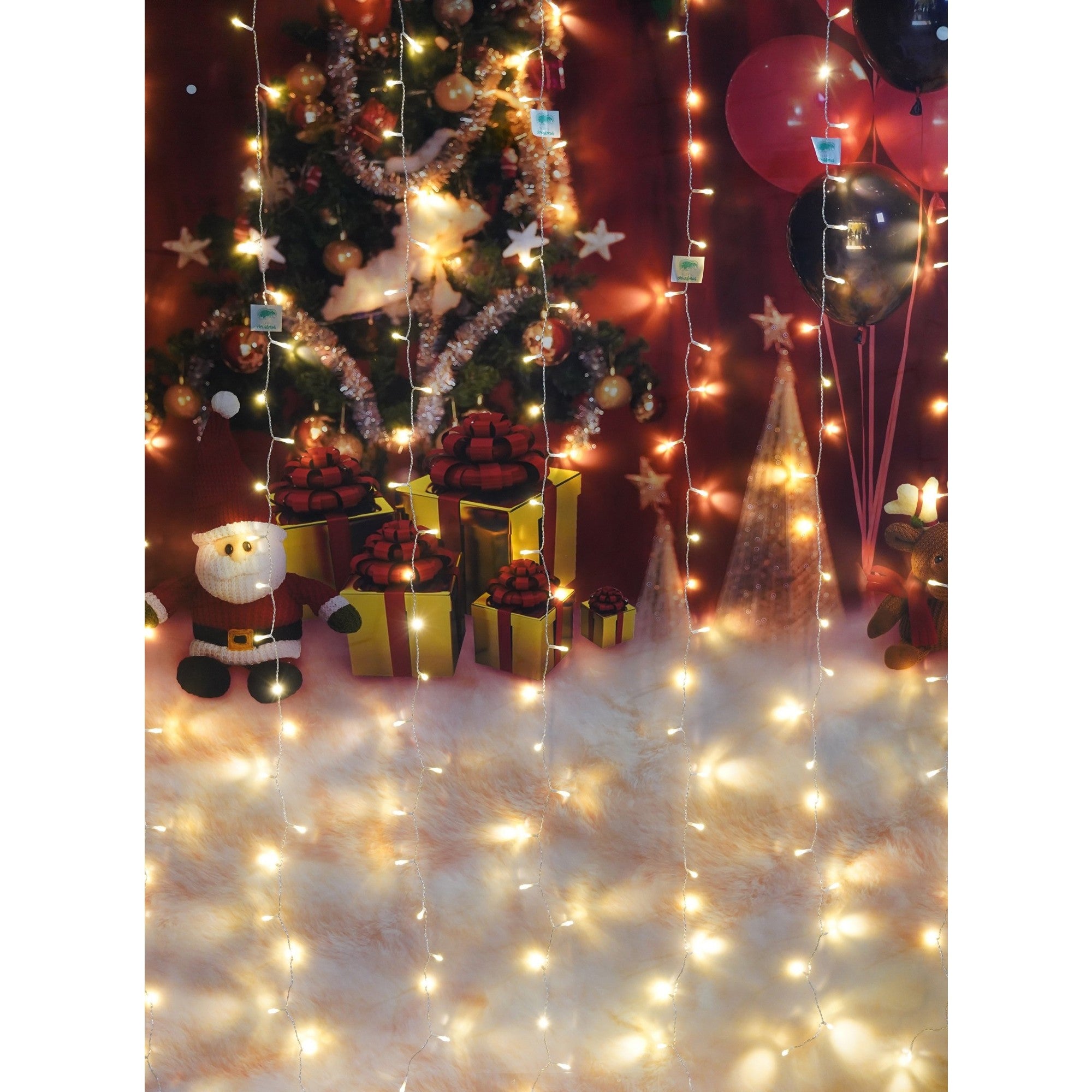 Instalatie Craciun, Tip Perdea, IP44, 6 m x 2 m, 720 LED-uri, Alb cald, 8 jocuri de lumini, Transformator cu telecomanda, Interconectabila, Prelungitor 3 m inclus, Fir transparent, Interior/ Exterior, Kaveny