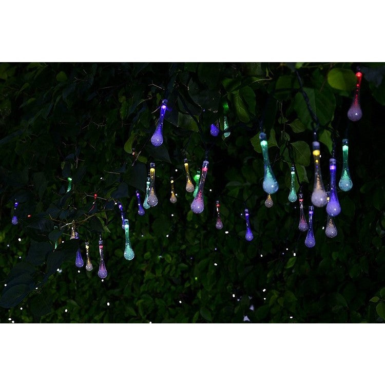 Instalatie Craciun, Tip Picaturi, 30 Led-uri, 6.5 metri, Multicolor, Energie solara, Senzor de lumina, Kaveny