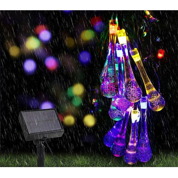 Instalatie Craciun, Tip Picaturi, 30 Led-uri, 6.5 metri, Multicolor, Energie solara, Senzor de lumina, Kaveny