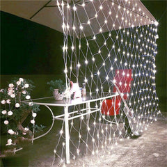 Instalatie Craciun, Tip Plasa, 1 m x 2 m, 80 LED-uri, Alb rece, 8 jocuri de lumini, Transformator cu telecomanda, Interconectabila, Prelungitor 3 m inclus, Fir transparent, Kaveny