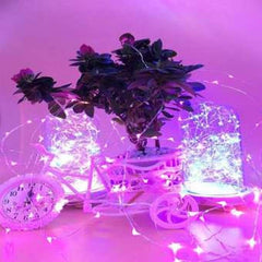 Instalatie de Craciun cu Baterii Fir Cupru Tip Sir 5 m 50 LED -uri Roz