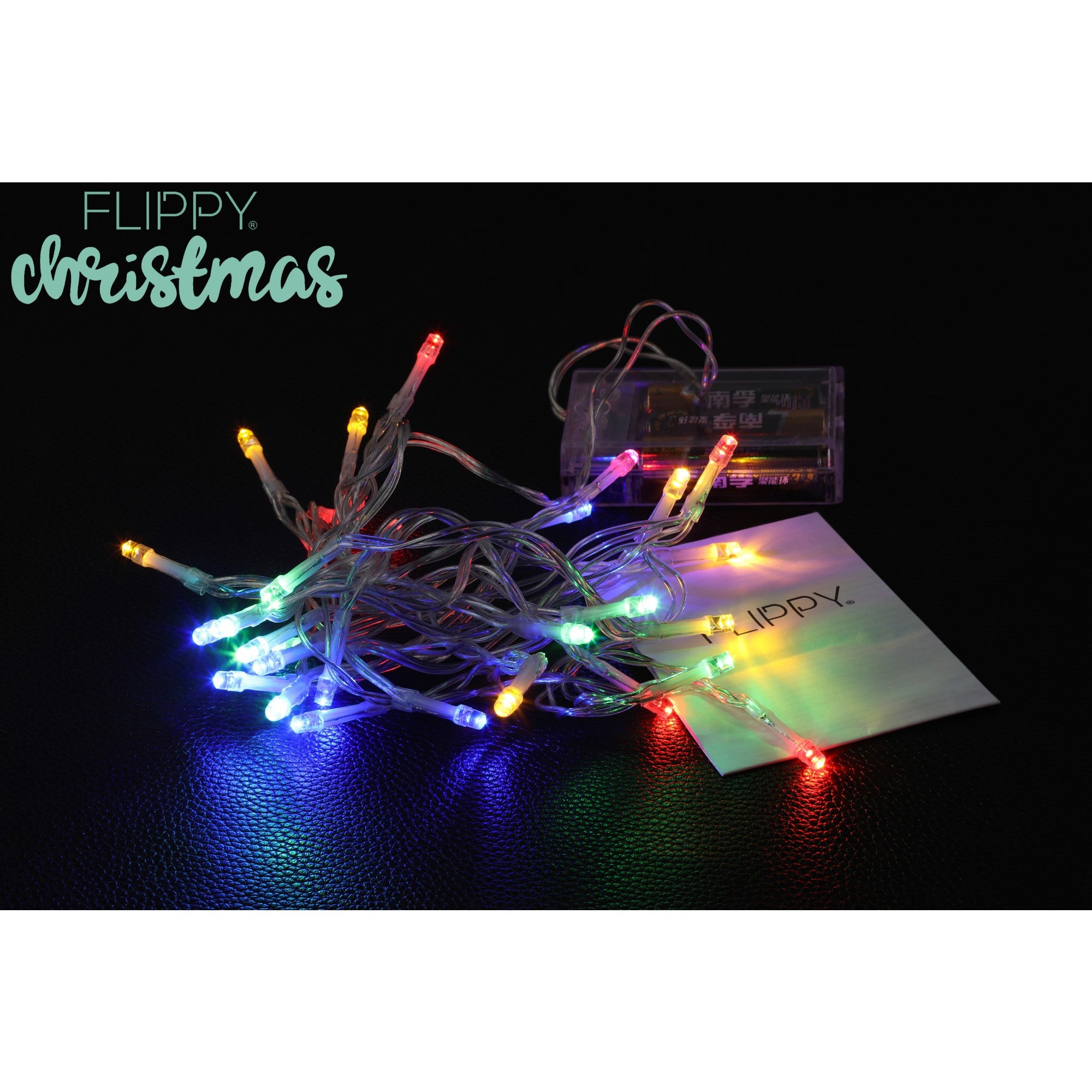 Instalatie de Craciun, Liniara, 1 m, Baterii, 10 LED-uri, Multicolor, 2 Jocuri de Lumini, Fir Transparent, Interior/Exterior, Kaveny