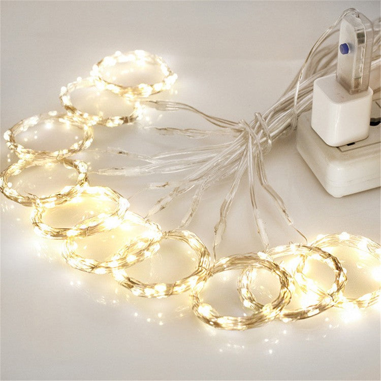 Instalatie de Craciun, Kadeny, Instalatie de Tip Perdea IP44, Alimentare prin Port USB si Telecomanda cu 8 functii, 6m x 3m, 600 LED, Alb Rece