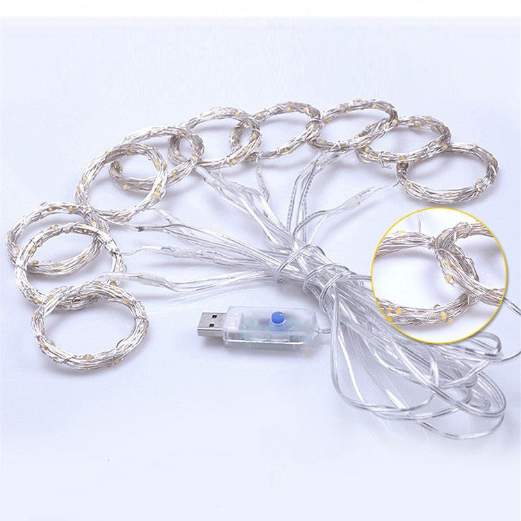 Instalatie de Craciun, Kadeny, Instalatie de Tip Perdea IP44, Alimentare prin Port USB si Telecomanda cu 8 functii, 6m x 3m, 600 LED, Alb Cald