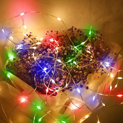 Instalatie de Craciun Kaveny, liniara, cu 200 micro LED-uri, 20 m, 220V, conectare la retea, cu 8 jocuri de lumini, interior/exterior, fir transparent, 3 fire cupru, multicolora