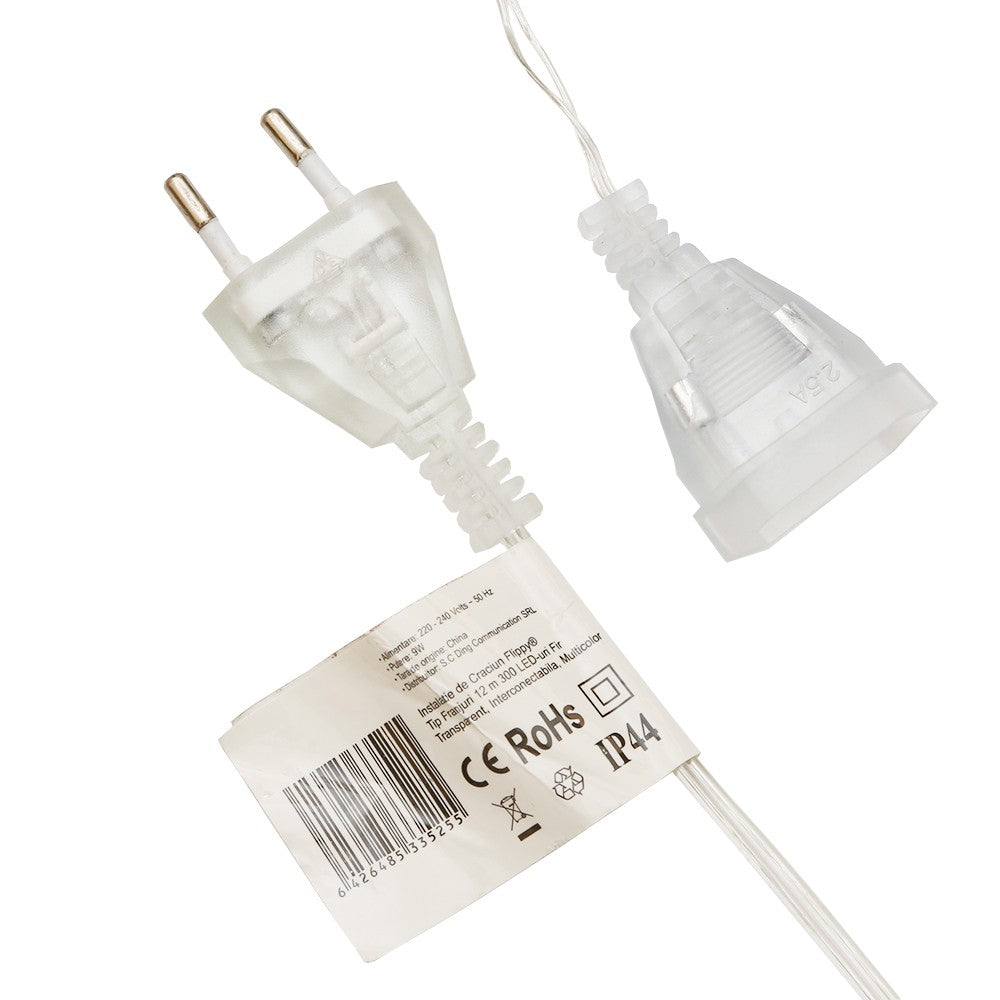 Instalatie de Craciun Kaveny® Tip Franjuri, 12 m, 300 LED-uri, Interconectabila, Multicolor