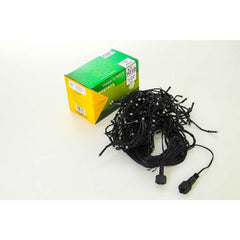 Instalatie de Craciun Kadeny® Tip Franjuri, 8 jocuri de lumini cu transformator, 5 m, 143 LED-uri, Interconectabila, Fir Negru, Alb Cald