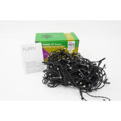 Instalatie de Craciun Kaveny® Tip Franjuri cu Flash, Sectiune 5 m, 143 LED-uri, Interconectabila, Fir Negru, Alb Cald