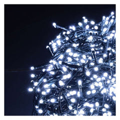 Sectiune Instalatie de Craciun, Kaveny®, Tip Turturi, 5 m, 143 LED-uri, cu Flash, Fir Negru, Lumina Alb Rece, IP44, Interconectabila