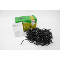 Sectiune Instalatie de Craciun, Kaveny®, Tip Turturi, 5 m, 143 LED-uri, cu Flash, Fir Negru, Lumina Alb Rece, IP44, Interconectabila