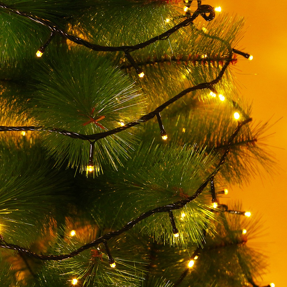 Instalatie de Craciun Kaveny® Tip Liniara, Fir Negru, 24 m, 300 LED-uri, Interconectabila, Alb Cald