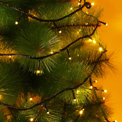 Instalatie de Craciun Kaveny® Tip Liniara, Fir Negru, 24 m, 300 LED-uri, Interconectabila, Alb Cald