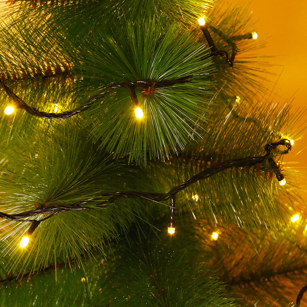 Instalatie de Craciun, Kaveny®, Tip Liniara, Fir Negru, 9 m, 100 LED-uri, Interconectabila, Alb Cald